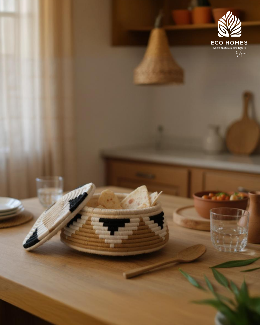 Geo Weave Lidded Basket