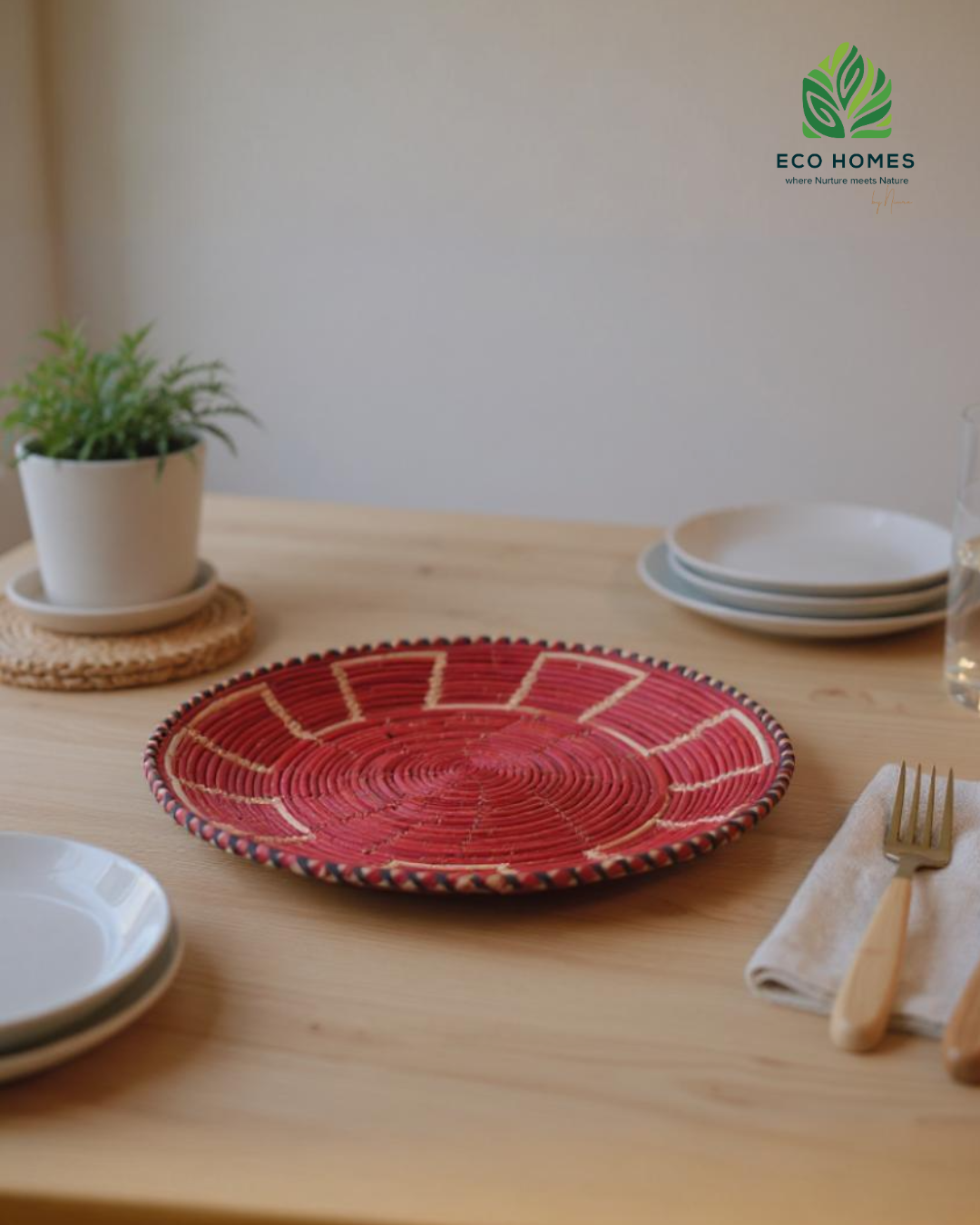 Handwoven Red Dining Mat / Plate