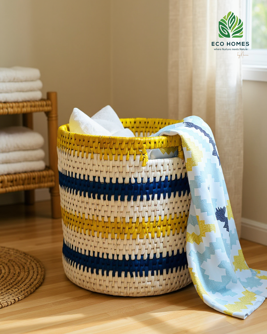 Stripes Handwoven Laundry Basket