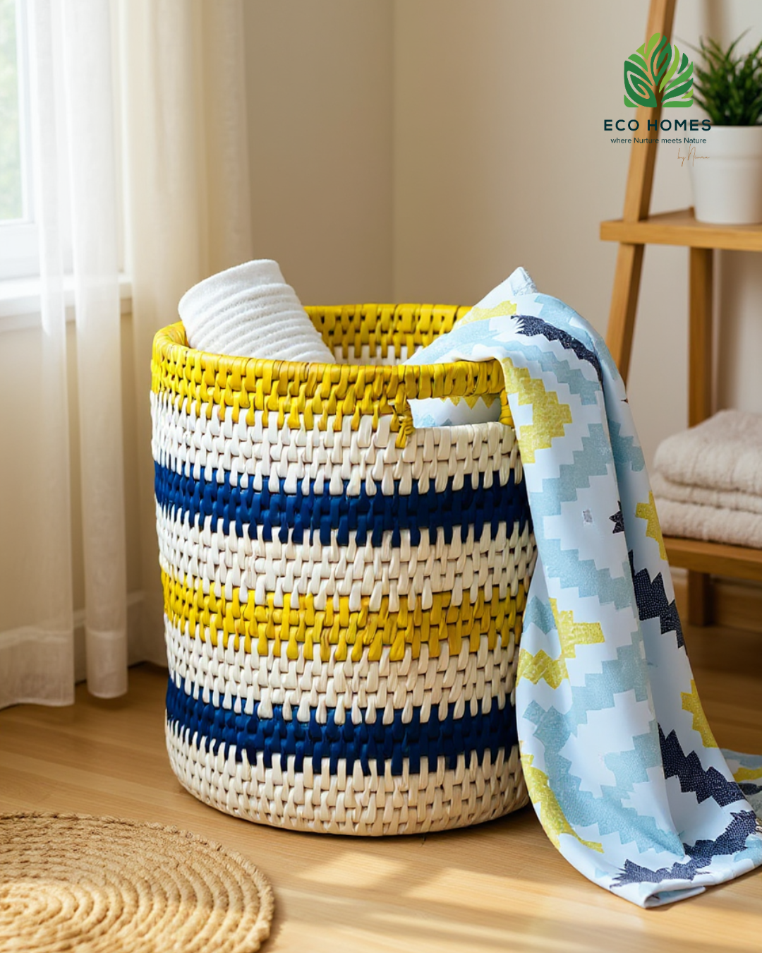 Stripes Handwoven Laundry Basket