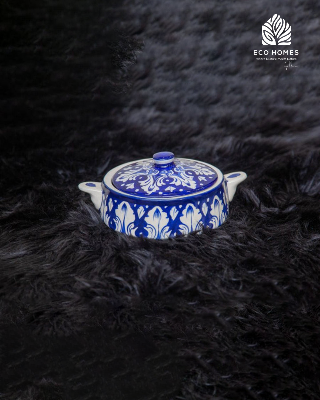 Blue Pottery Dish with Lid
