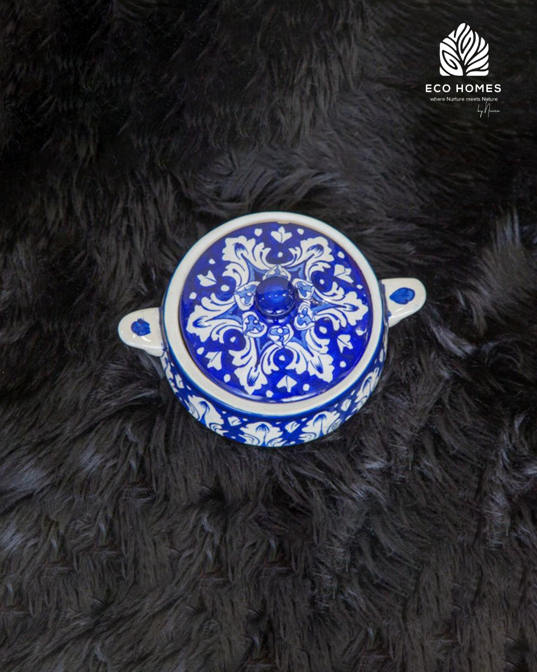 Blue Pottery Dish with Lid