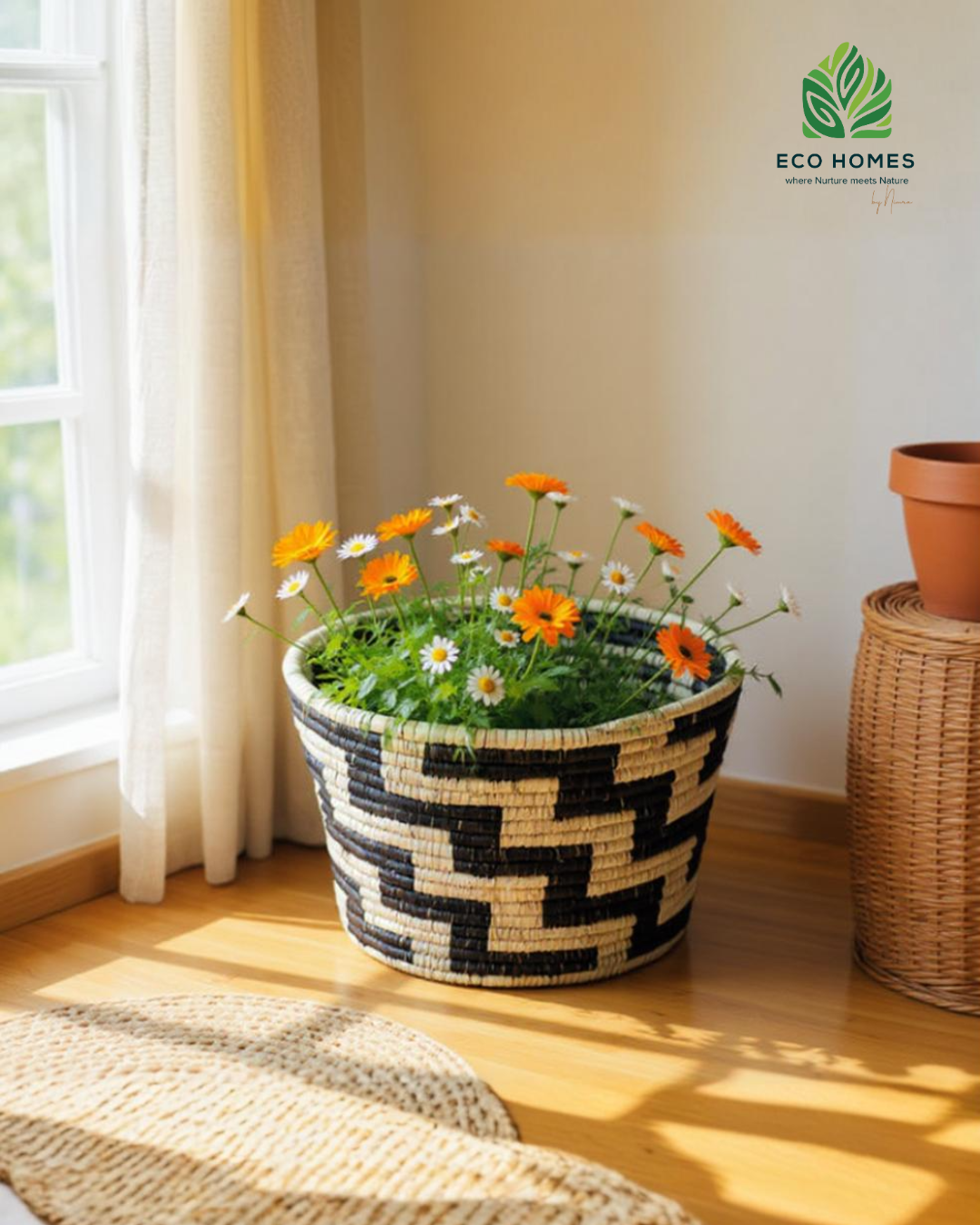 Zigzag Planter Basket – Handwoven Beauty