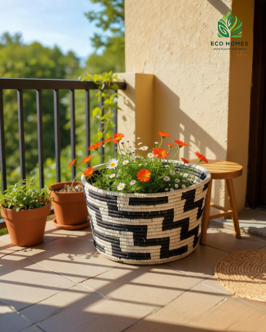 Zigzag Planter Basket – Handwoven Beauty