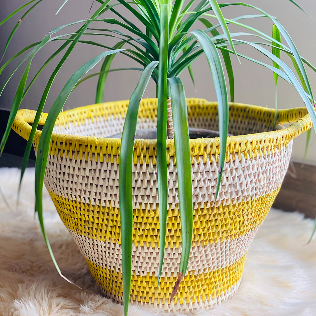 Hand Woven Yellow Planter