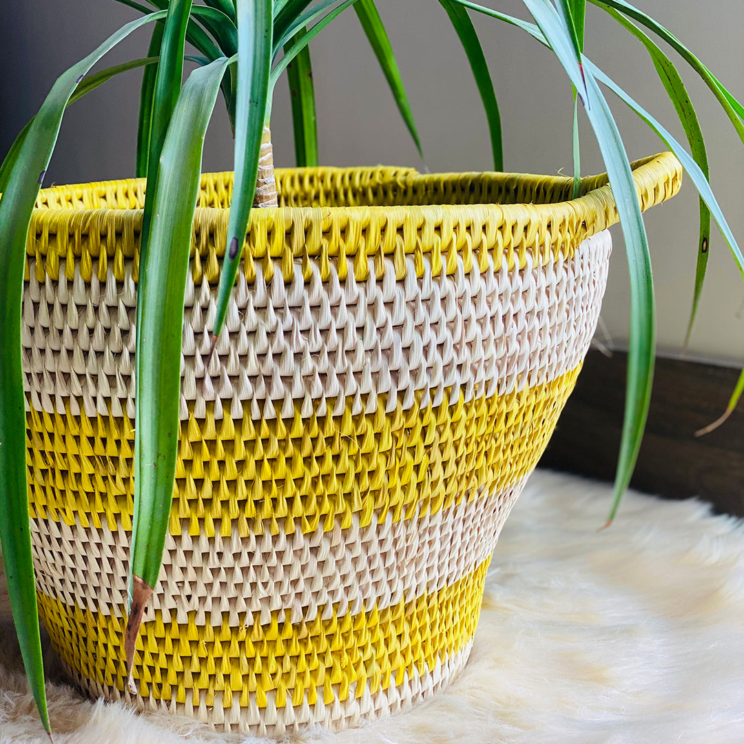 Hand Woven Yellow Planter