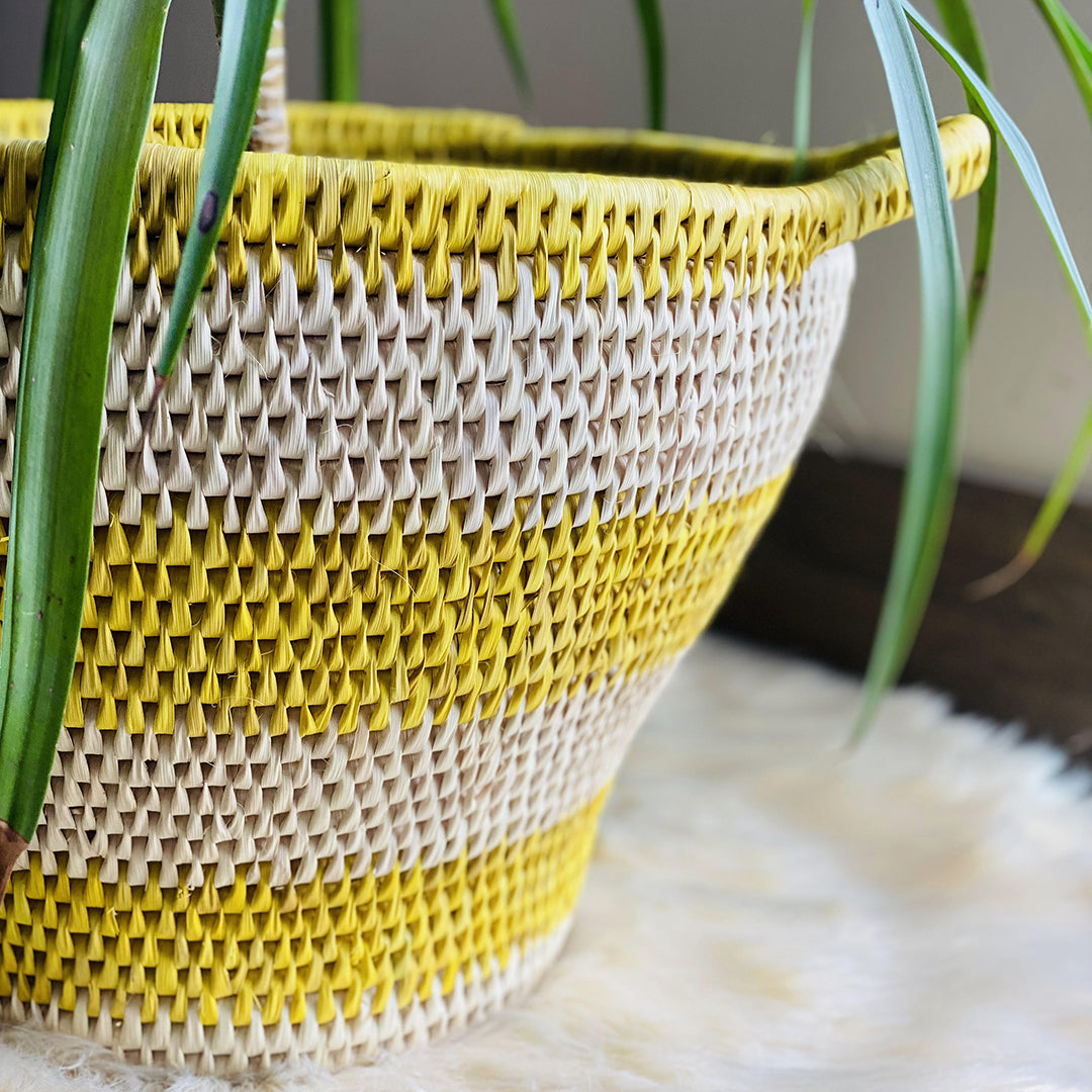 Hand Woven Yellow Planter