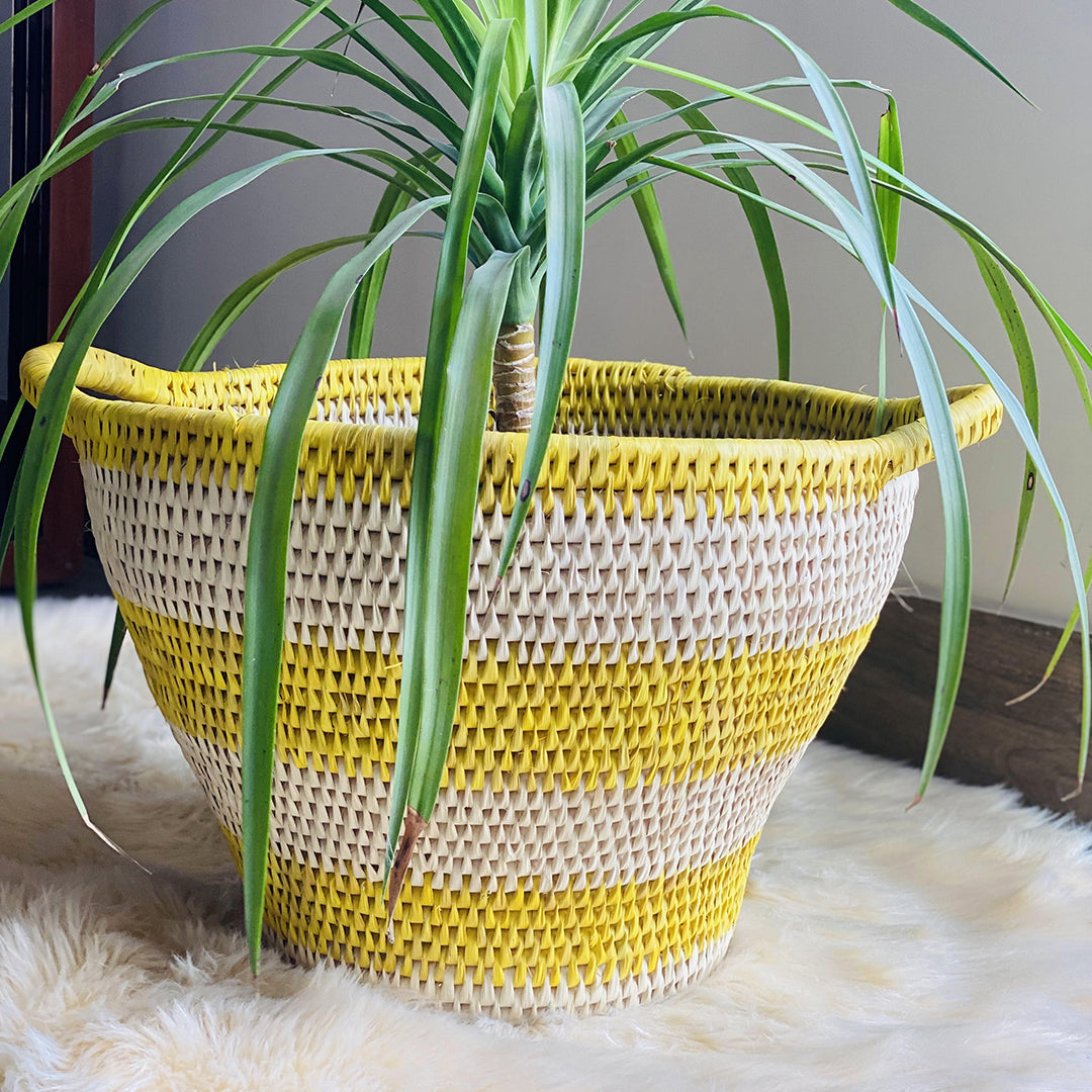 Hand Woven Yellow Planter