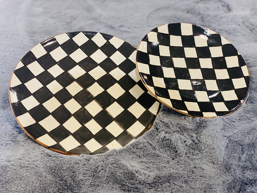 Black And White Blocks Dinner Sets Plates