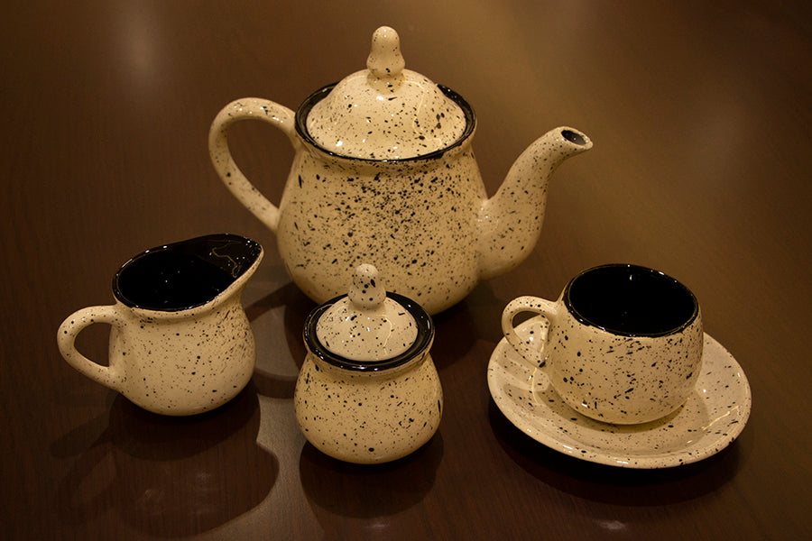 Off-White Ceramic Tea Set