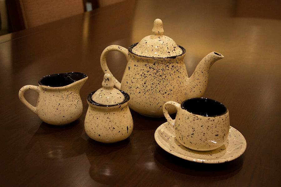 Off-White Ceramic Tea Set